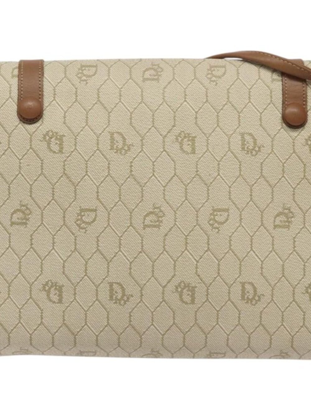 Christian Dior Honeycomb Canvas Shoulder Bag PVC Beige Gold Auth 125574 - Picture 3 of 16